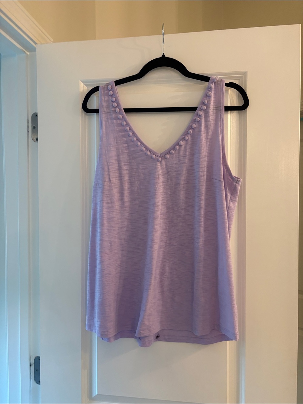 Lilly Pulitzer Lavender V-Neck Tank with Pom Pom Detail